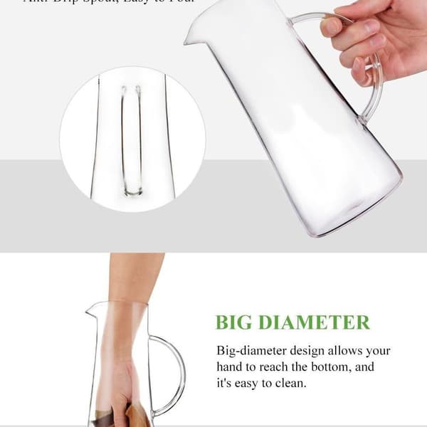 1.5 liter glass carafe with lid, pitcher for iced tea, water pitcher, hot and cold