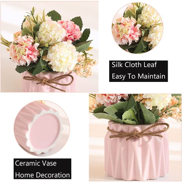 Artificial Potted Flowers, Artificial Flowers, Bouquets with Ceramic Vase, Decoration for Home, Party, Office, Wedding, Table Decoration