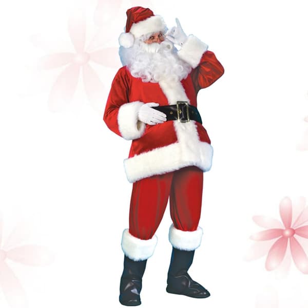 7 stk. julemandskostume XL polyester-outfit til julefrokost mænd