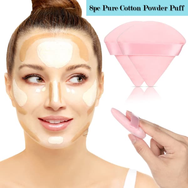 8 stk. bomuldspudderkvaster til ansigt, både tør og våd makeup setting/concealer/løs og kropspudder/foundation/makeup svampesæt