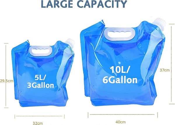 2-pack 10L+5L hopfällbar dricksvattenbehållare för camping, vandring, picknick, grillning (blå)