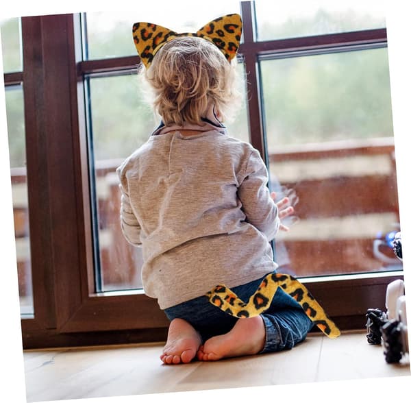 3 sett leopardmønstrede hodeplagg, katteører og hale, cosplay-kostymetilbehør til fest, leopardøre-pannebånd