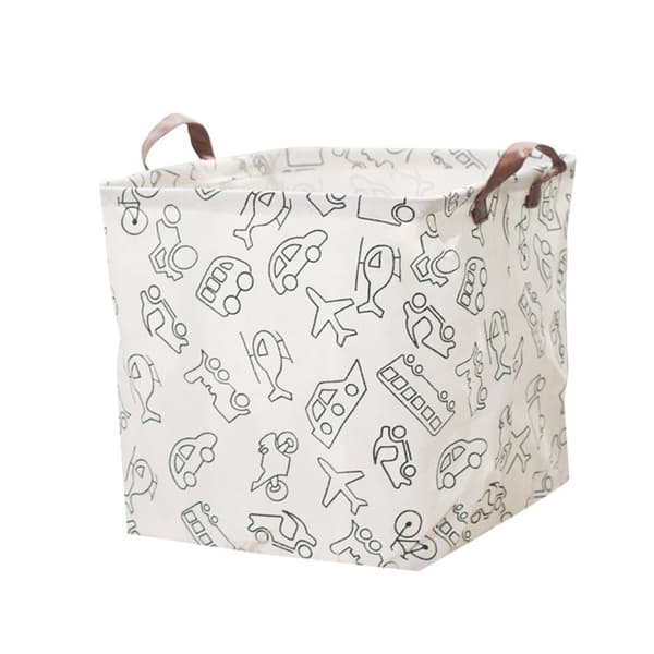 Square Storage Baskets Waterproof Canvas Kids Laundry Hamper Nursery for Shelves Gift Baskets Toy Organizer Room Decor(Vehicle)