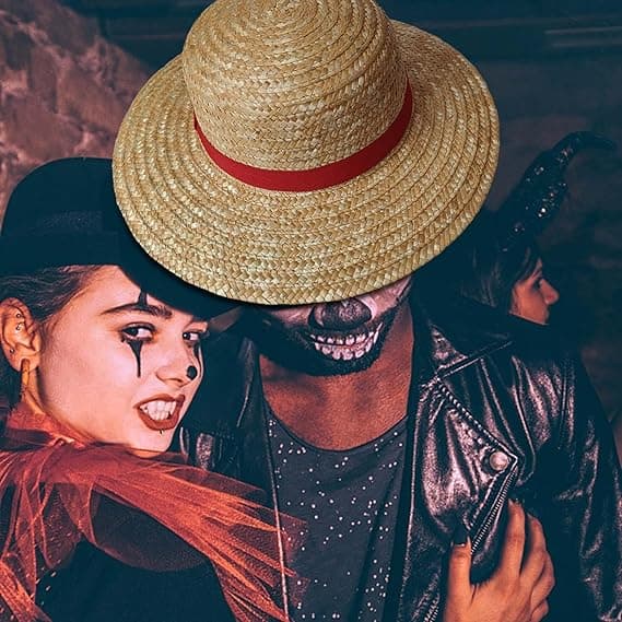 Luffy stråhatt, Luffy cosplayhatt, Luffy cosplaytilbehør, tilbehør til kostymefest