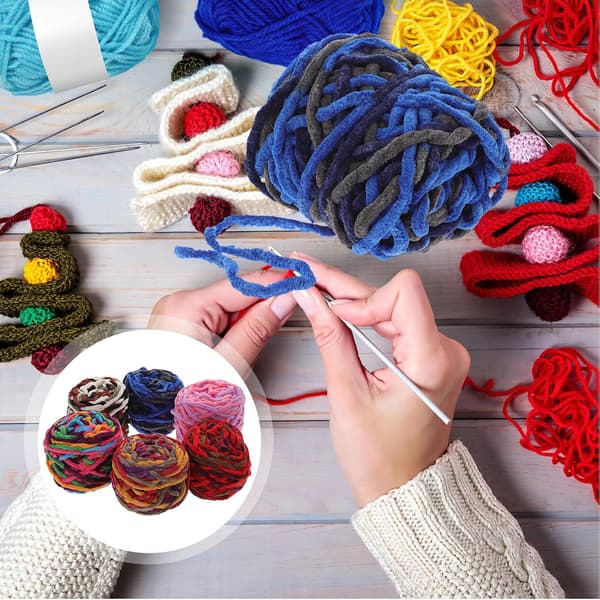 6 Rolls Thick Crochet Yarn Acrylic Knitting Thread for Sweaters Scarves Hats