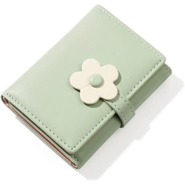 Piger Dame Pung Tre-fold Blomster Pung Kontantlomme (Grøn)