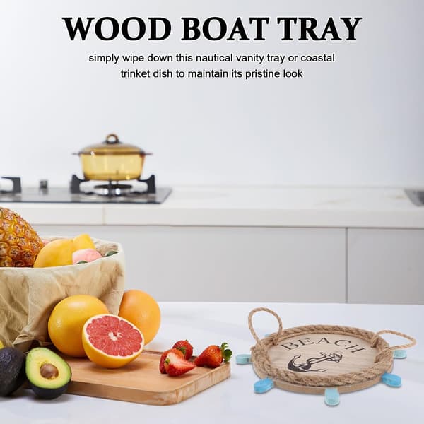 Trebrett for salongbord, rustikk massivt tre, kystinspirert serveringsbrett