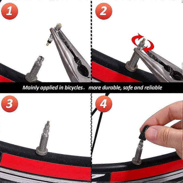 10 stk. Presta til Schrader Ventil Adapter Konverter Cykeldæksslange & 10 stk. Ventilkerne Cykel Udskiftning