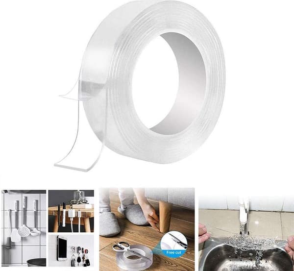 Nanotejp - 2 ruller - Gjenbrukbar dobbeltsidig teip - Veldig sterkt grep - Monteringsteip - Transparent og multifunksjonell - 2x3 meter
