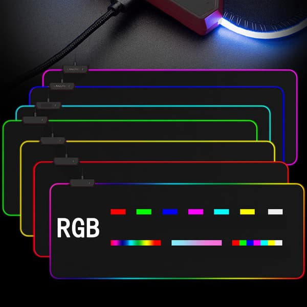 Spillemusemåtte med LED-belysning - 80x30cm - RGB Sort