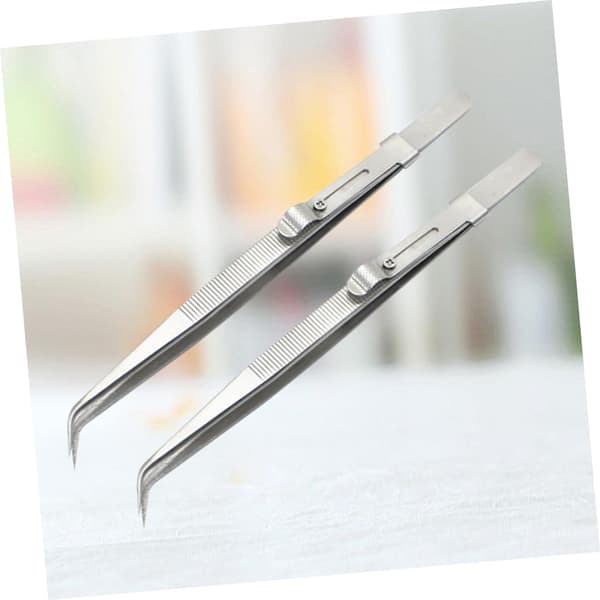 2 st pincettset i stål, multifunktionell design, justerade spetsar, silver, robust precisionsreparationspincettkit