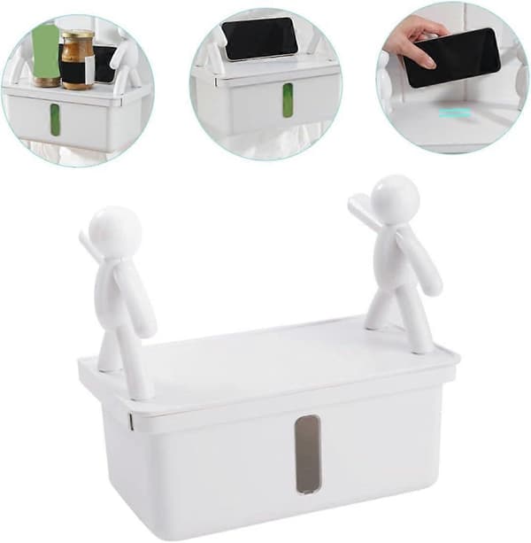 Amosfun Väggmonterad Tissuehållare Box Förvaringsställ Papperslåda Skurk Vit Tissue Servettfodral