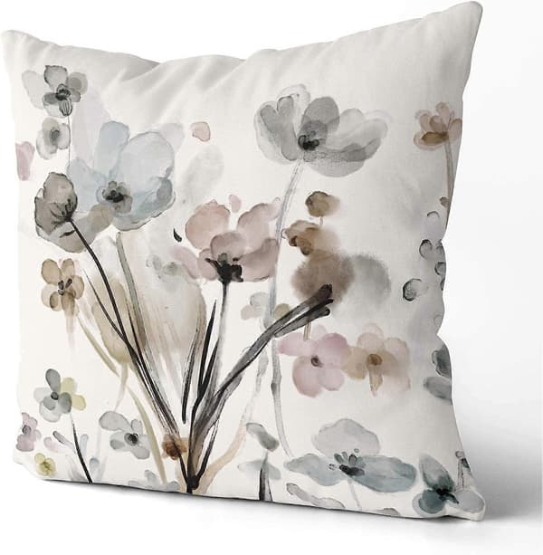 Set med 2 blommiga prydnadskuddar, modern fyrkantig kudde