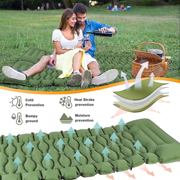 Camping Mattress with Foot Pump, Ultralight Inflatable Camping Mat, 9cm Thick, Durable, Foldable and Easy to Inflate