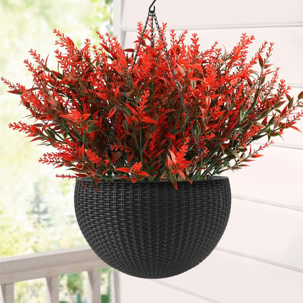 8 Pieces Orange Red Lavender Autumn Artificial Flowers, UV Resistant