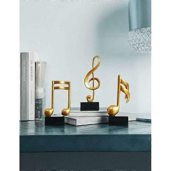 3 stk. dekorative figurer, noder, skulptur, statue, moderne musikkunst til juleklaver, fødselsdagsgave, harpiks, guld
