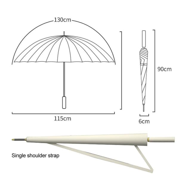 24-rib Automatic Umbrella, Windproof and Waterproof, Impact-Resistant Material, Steel, Beige KLB