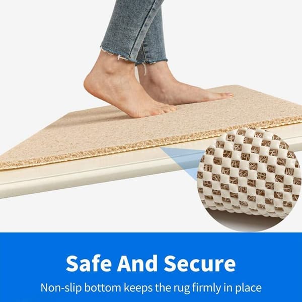 Skridsikker bademåtte, brusemåtte til badekar, Loofah PVC bademåtte til vådrum, tørrende beige
