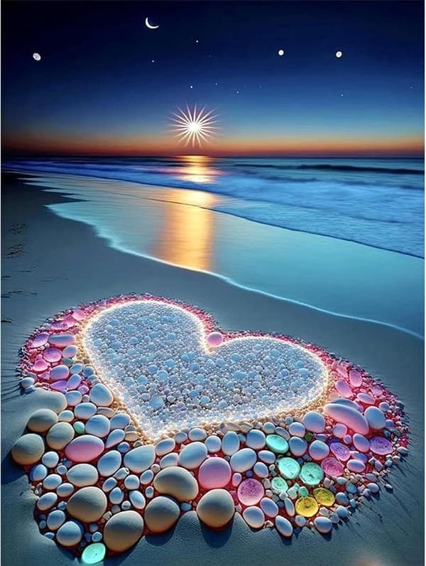 30x40cm, Kärlek Strand 5d diamantmålning strass broderi duk
