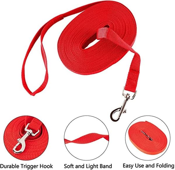 Dog Training Leash (15m Red) Long Nylon Leash, Dog, Cat, Pet, Walking, Leash, Jogging