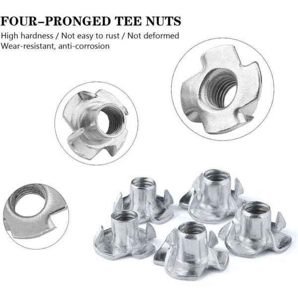 90 kpl 4-kynsi T-mutterit - Hiiliteräs T-mutterit - M3/M4/M5/M6/M8 - Puuntyöstökalusteet Hiiliteräs Insertit T