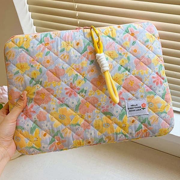 Blomstret laptop-etui, slank computertaske til 11/14/15 tommer, praktisk & stilfuld