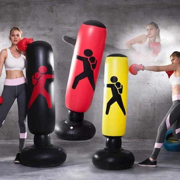 WingFly Inflatable Punching Bag, Freestanding Punching Bag Sport Stress Relief Black
