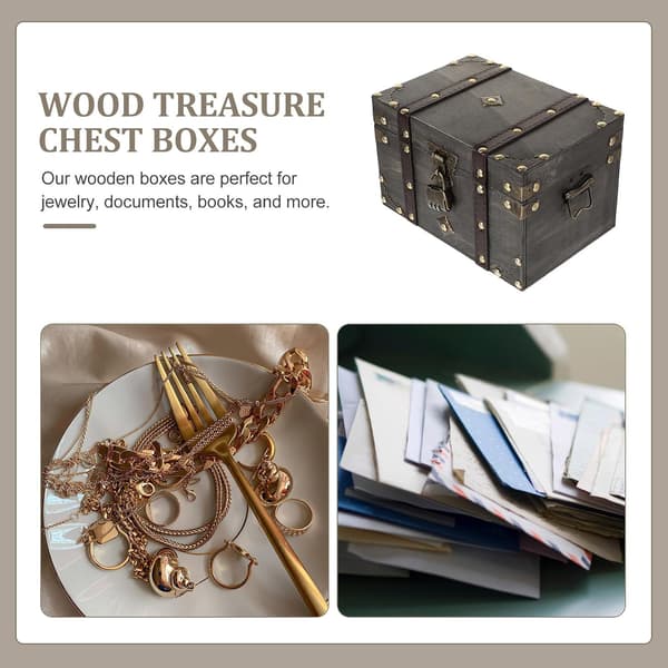 Wooden Treasure Chest with Combination Lock Large Retro Pirate Storage Box