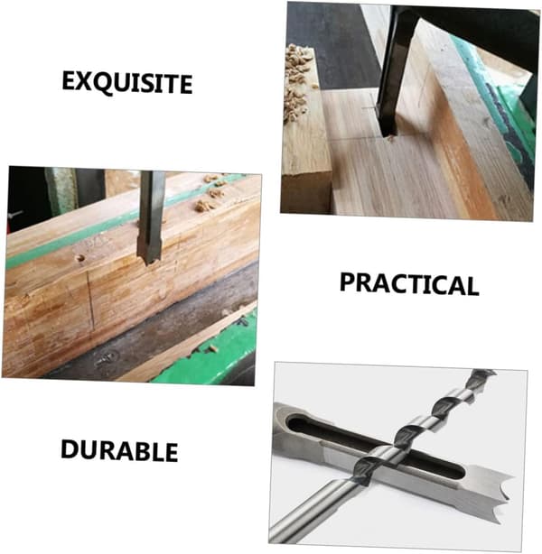 4 pcs Square Hole Drill Steel Hardness Mortise Drill for Wood Carving Carpenter Tools