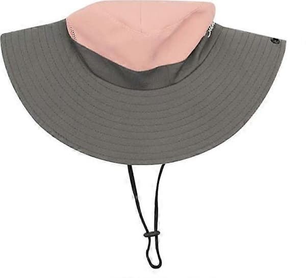 Solhatt, bøttehatt med bred brem, sommerstrand, med pustende netting og UV-beskyttelse UPF 50+, hodeomkrets 56-58 cm (rosa)