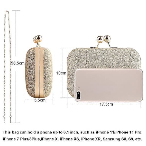 Läder Kedjeväska Handväska Flickväskor Kvällsväska Dam Crossbody Väska Axelväska Plånböcker-guld