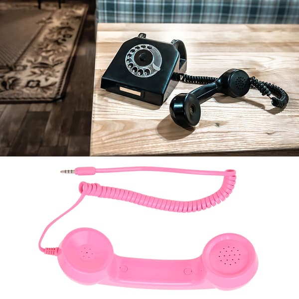 Retro Telephone Handset Multifunctional Radiation-Proof Handheld Mobile Phone Receiver for Mobile Phones Computers Pink Pink