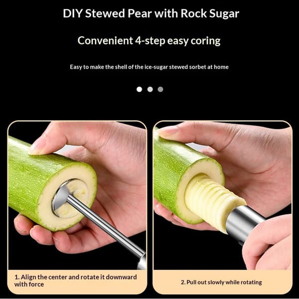 4-piece Stainless Steel Core Remover Set Kitchen Tool for Fruit Vegetables Silver silver