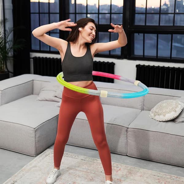 Women's Spring Soft Gradient Foldable Hula Hoop for Fitness and Abdominal Training Adjustable Exercise Hoop
