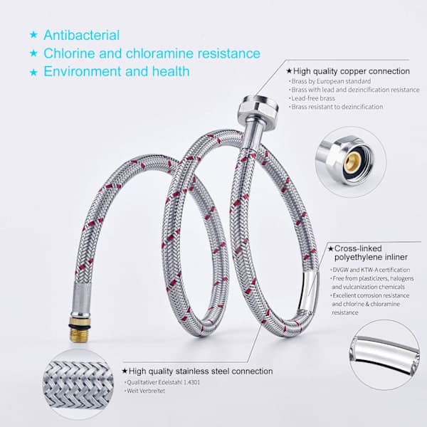 Armored hose connection pipe G 3/8 DN6 60cm long for water tap