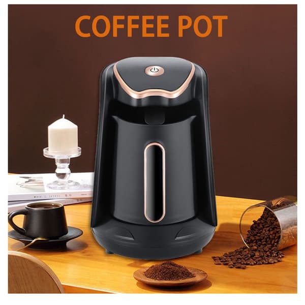 Electric Turkish Coffee Maker with Overflow Sensor and Audio/Light Warning for Home Kitchen, 4 Cups, Black