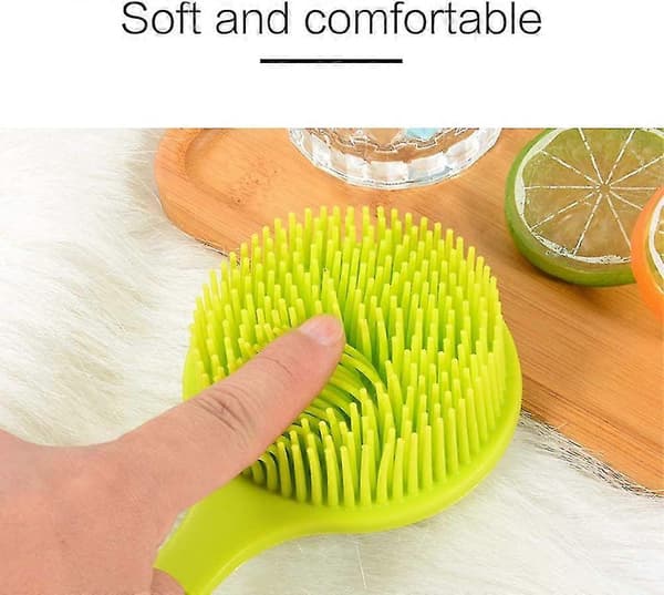 Long Handle Silicone Bath Brush, Bath Brush with Extra Soft Bristles, Double-Sided Brush with Massage Function, Green
