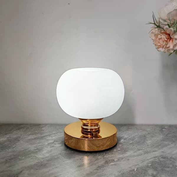 Bordslampa - USB-laddad LED-lampa i Metall (Guld/Vit) | För Kontor, Vardagsrum & Sovrum