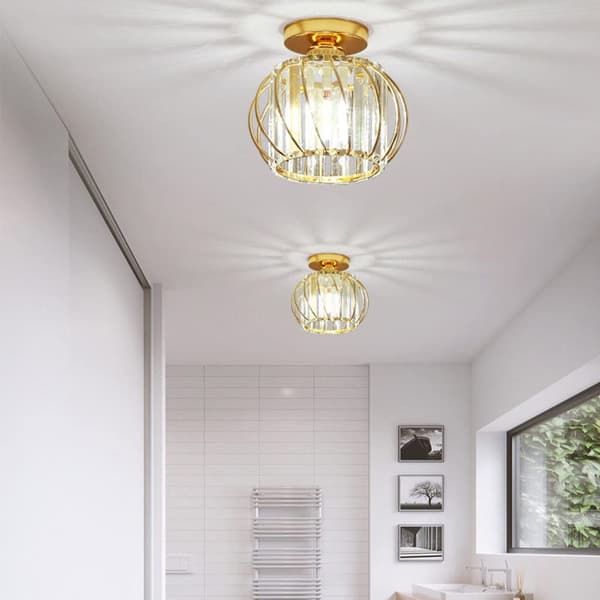 Golden Modern E27 Ceiling Lamp Crystal Ceiling Lights Living Room Lamps Kitchen Lamps Semi-Flush Mount Ceiling Light