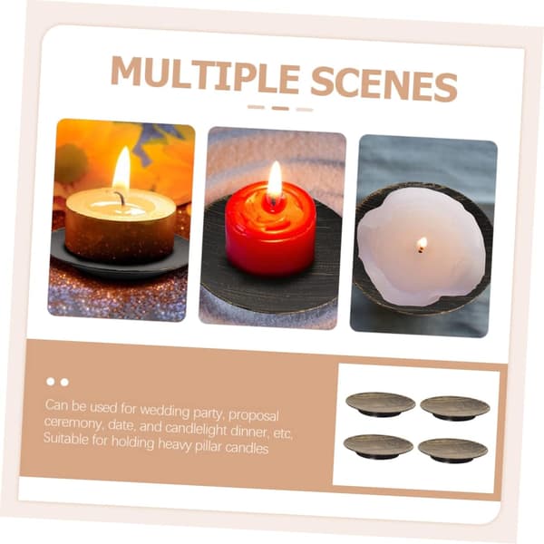4st Scented Candle Tray Iron Art Black Round Candle Holder for Home Decor