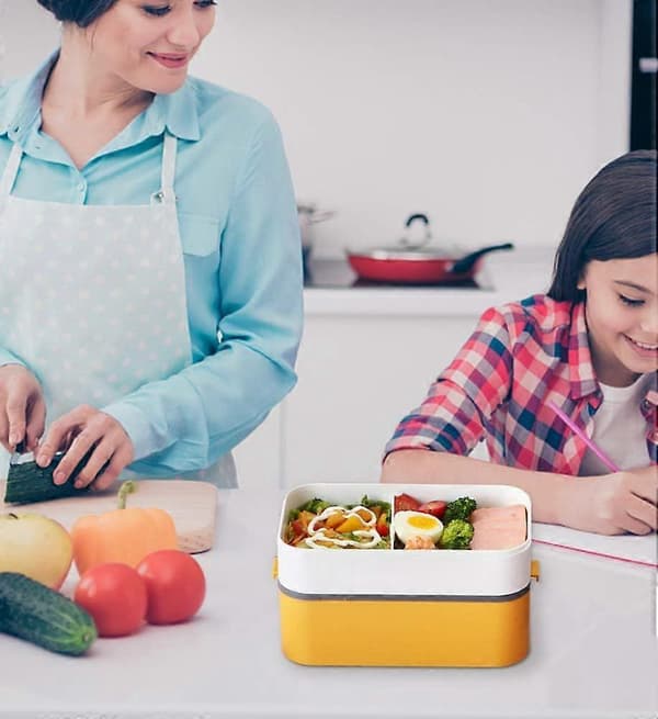 Matlåda vit topp och orange botten, akryl