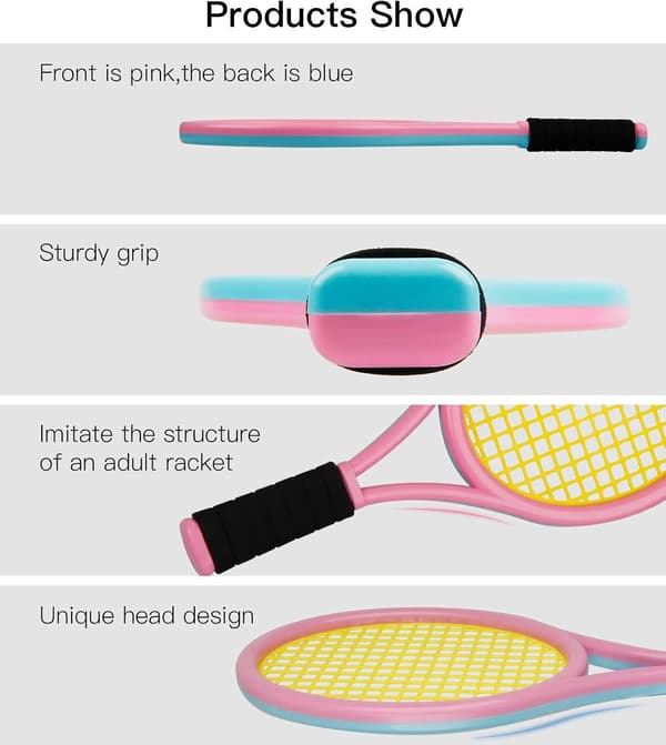Barn Tennis Racket med Väska, Badmintonbollar för Barn (Över 3 År), Småbarn Utomhus/Inomhus Sportlek
