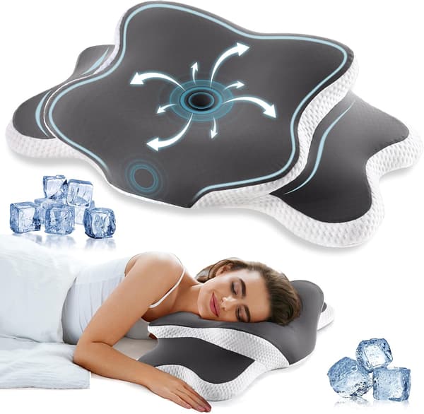 Ergonomisk Cervikal Memory Foam Pude til Side-, Ryg- og Mavesovere, 65 * 40 * 14/10cm