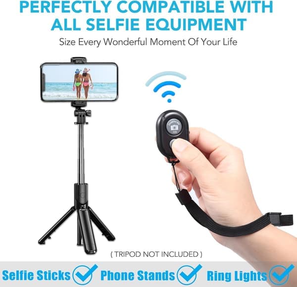 2-pack Wireless Camera Remote Control - Wireless Remote Control for iPhone & Android Phones iPad iPod Tablet, Clicker for Photos & Videos