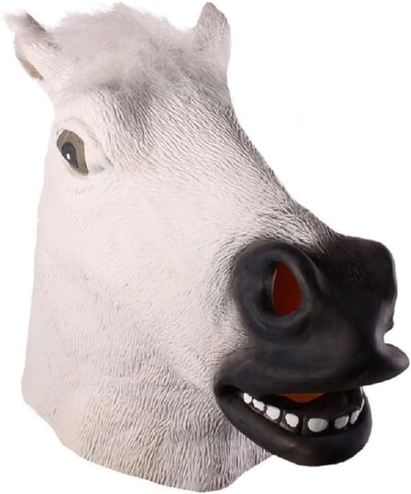Hestehode Halloween-rekvisitt Lateksgummimaske for kostymefester