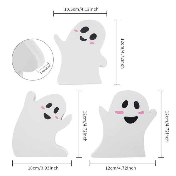 Halloween spøkelsespyntsett, Boo gresskaransikt grav edderkopp flaggermus S