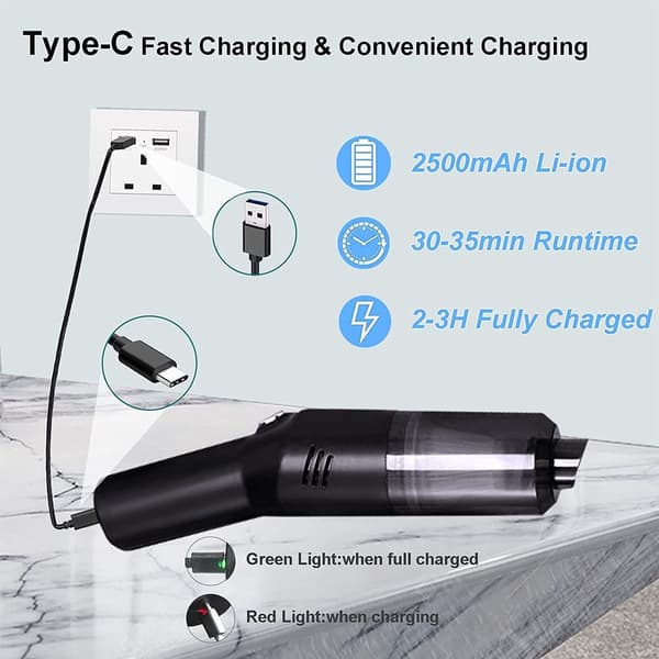 Car Vacuum Cleaner, Cordless Table Vacuum Cleaner (Mini Handheld Vacuum Cleaner, 10000 Pa less