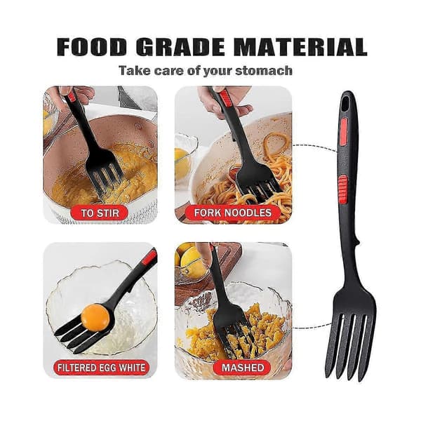 Flexible Silicone Fork, Heat Resistant Cooking Fork, Dishwasher Safe Kitchen Fork, Non-stick