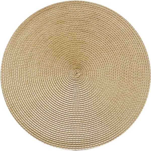 Sett med 4 bordstabletter i PP, runde, vaskbare, varmebestandige, sklisikre, 38 cm (gull)