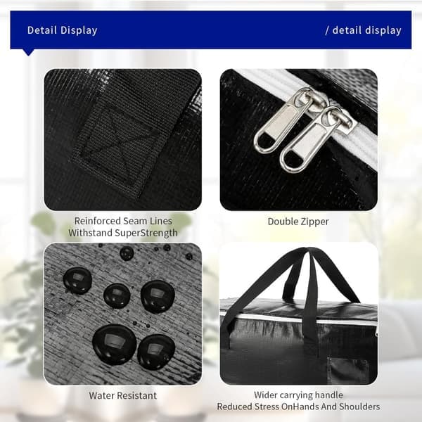 Moving Bag, Waterproof and Foldable, Backpack with Zipper, Reusable Storage, Travel, Essential Moving Supplies for University
